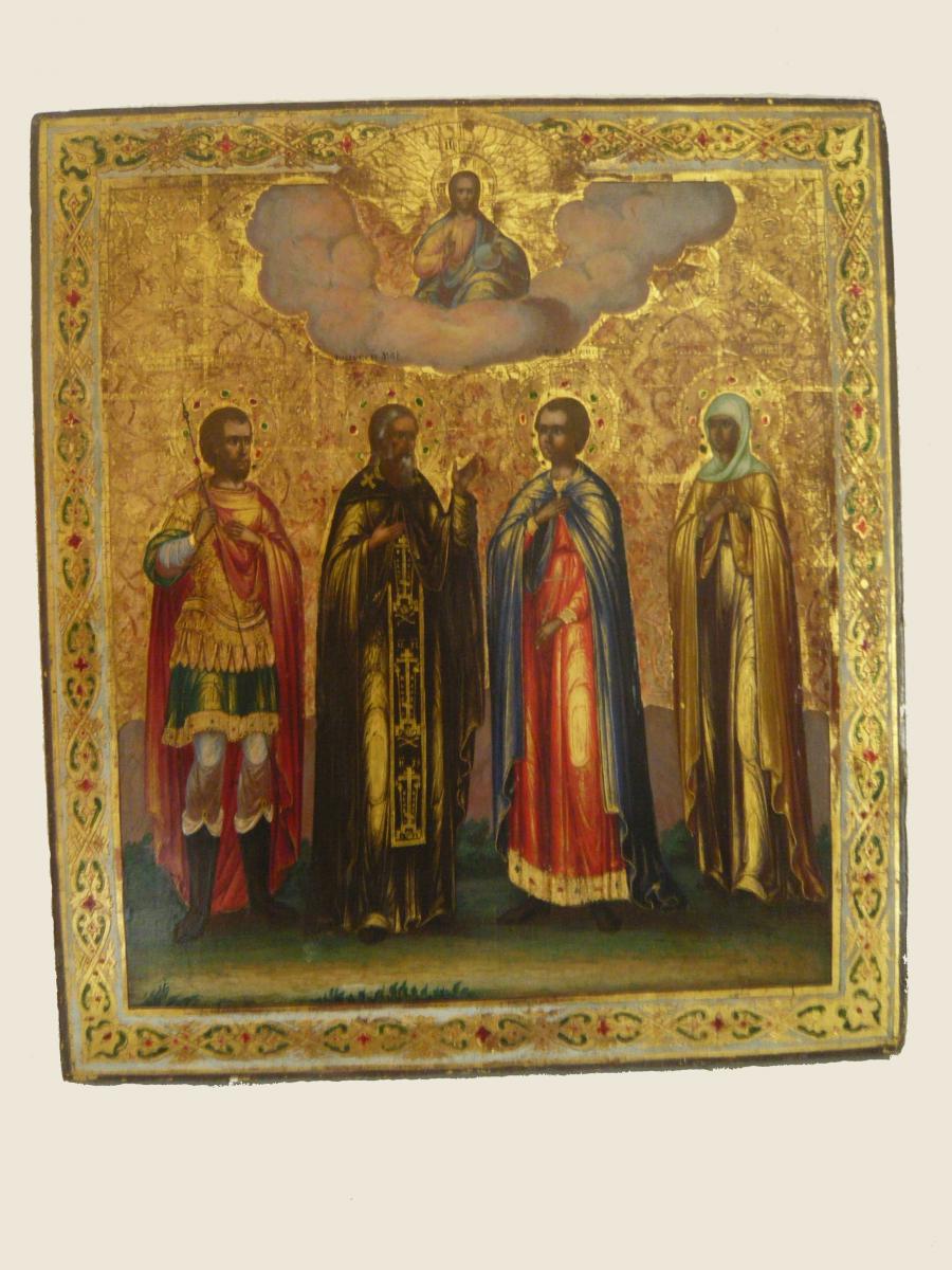 Bellissima icona da processione russa del XIX secolo-photo-2