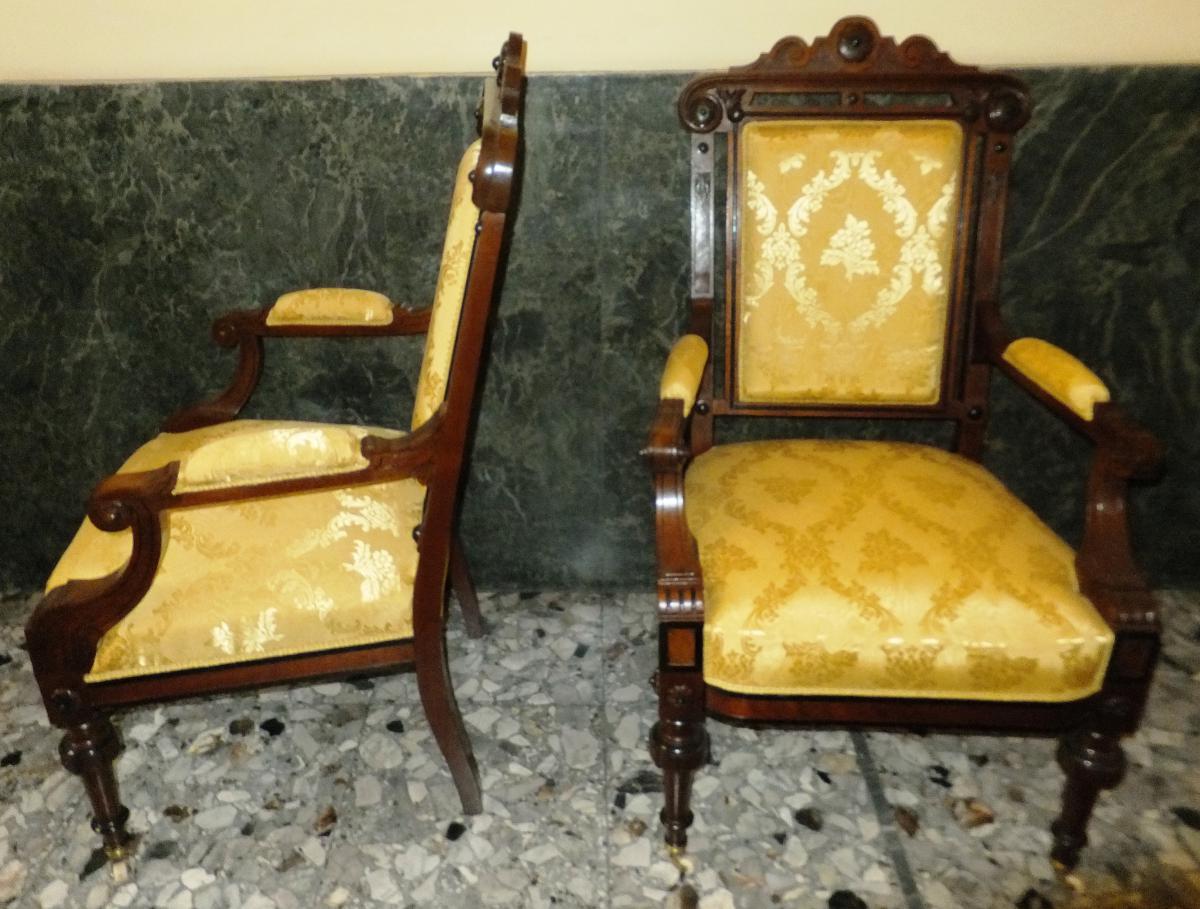 Coppia di poltrone Napoleone III restaurate-photo-2