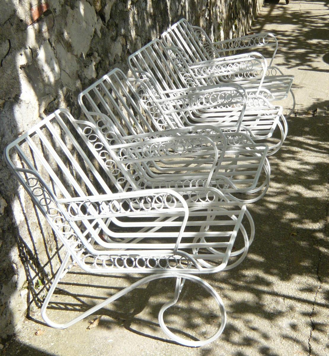 4 fauteuils de jardin en fer Années '50