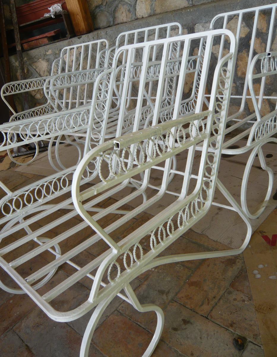 4 fauteuils de jardin en fer Années '50-photo-3