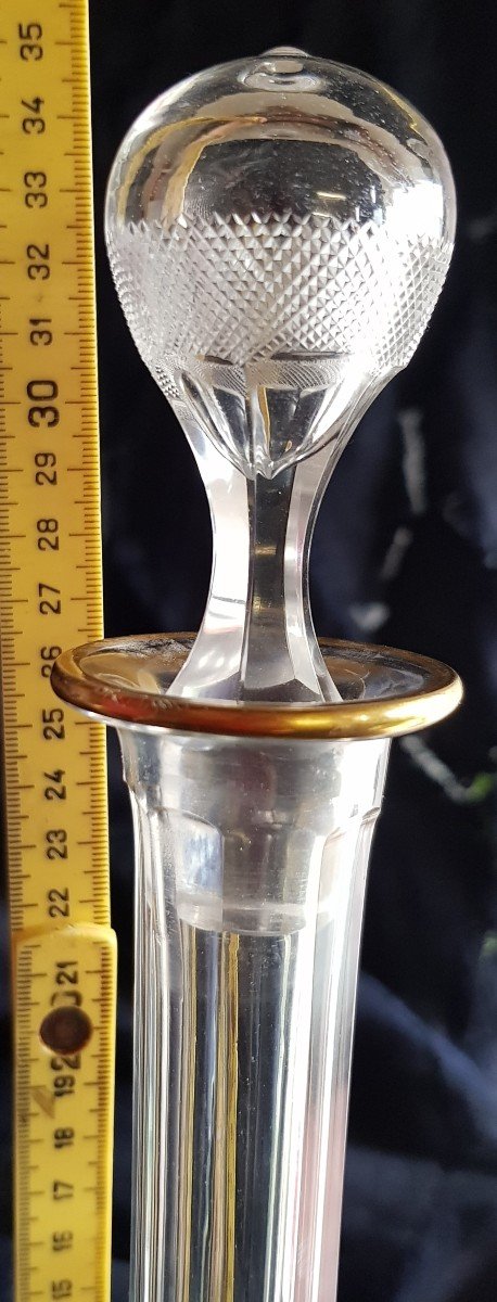 Lotto di 2 bottiglie e 2 brocche antiche in cristallo molato-photo-7