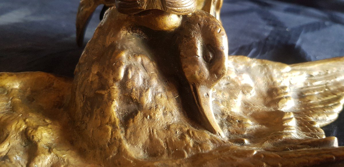 Calamaio in bronzo, XIX secolo, testa di cane da caccia-photo-6