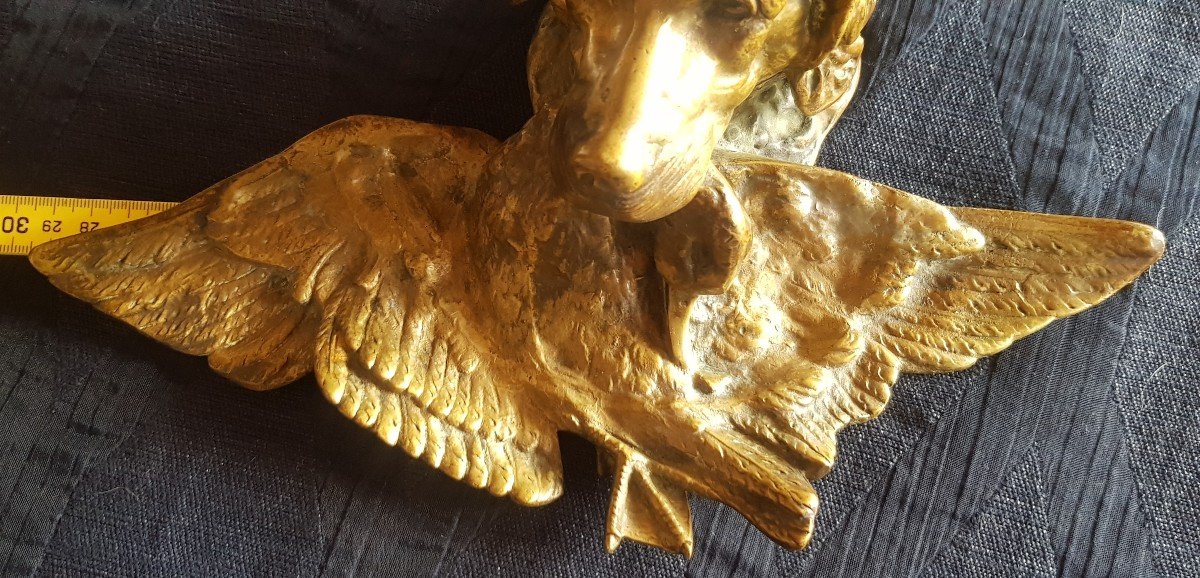 Calamaio in bronzo, XIX secolo, testa di cane da caccia-photo-8