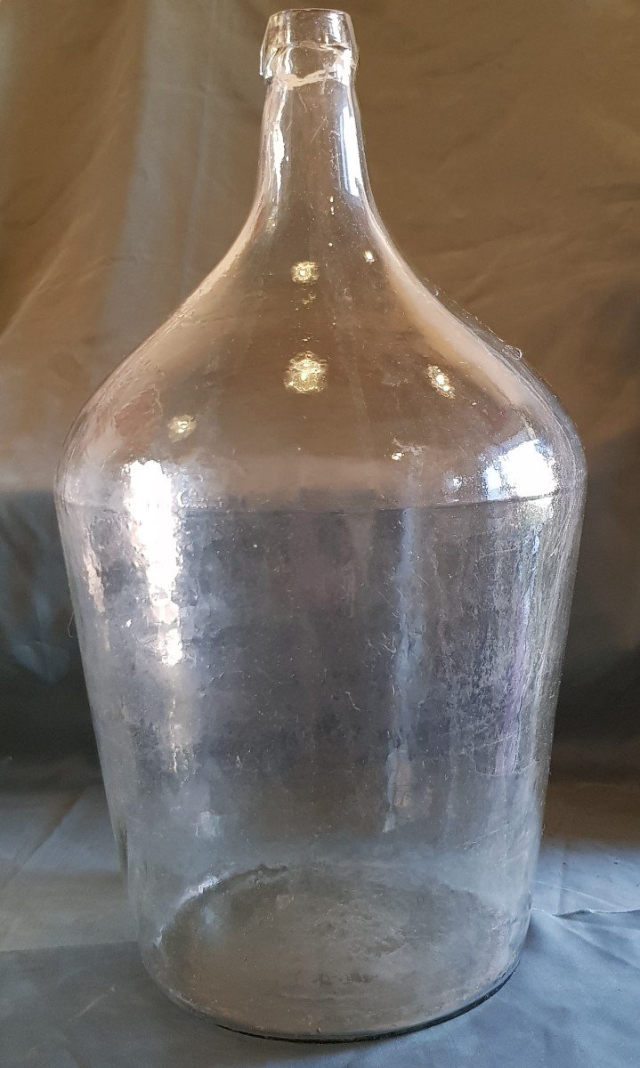 Bouteille Ancienne En Verre Soufflé Grande Taille 