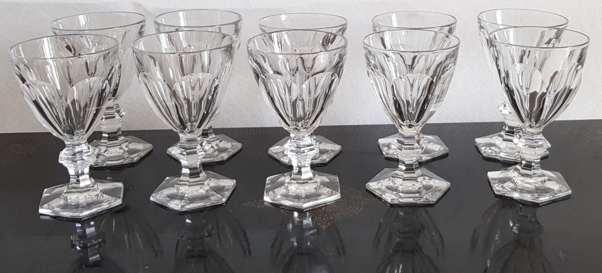 Verres Anciens Cristal Taillé Modèle Harcourt  H 15,5 Cm-photo-2