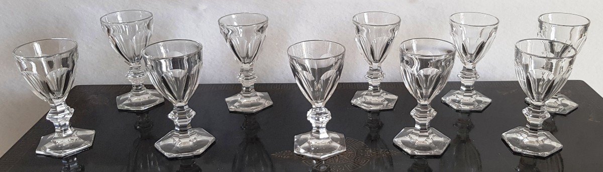 10 Verres Anciens Cristal Taillé Modèle Harcourt H 12 Cm-photo-2