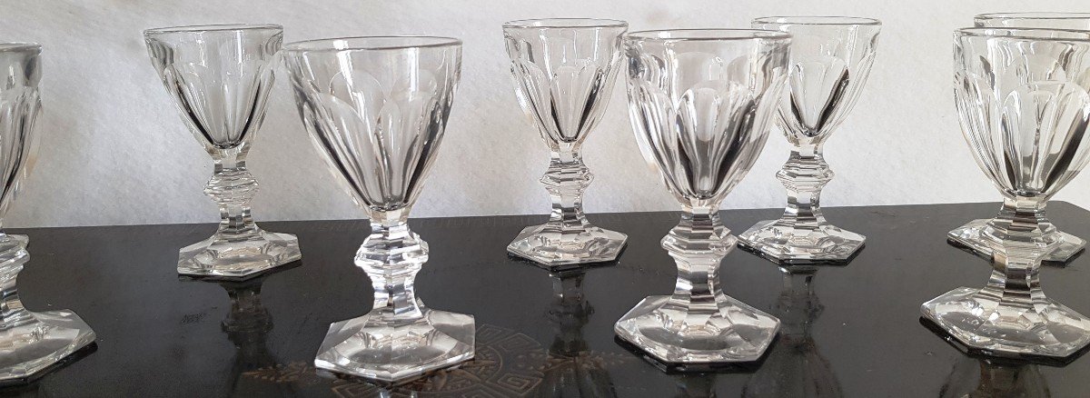 10 Verres Anciens Cristal Taillé Modèle Harcourt H 12 Cm-photo-3