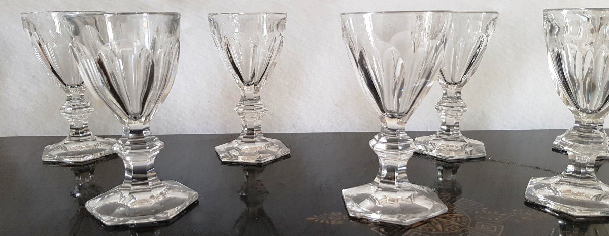 10 Verres Anciens Cristal Taillé Modèle Harcourt H 12 Cm-photo-4