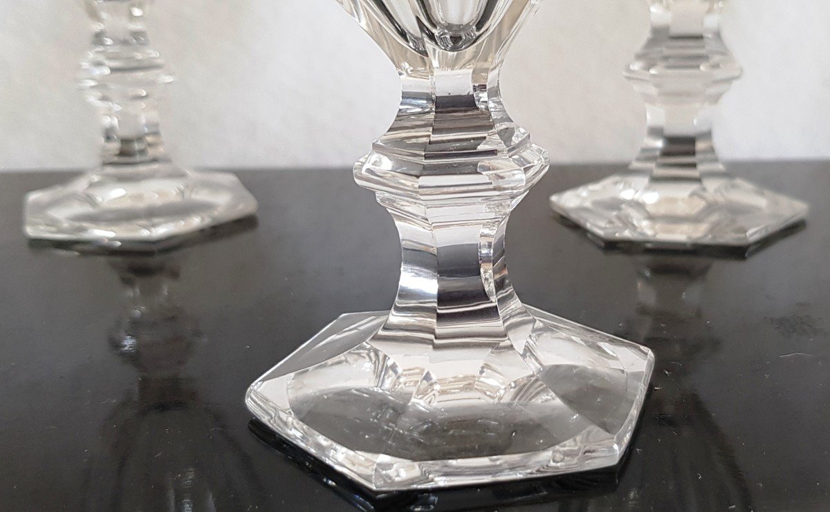 10 Verres Anciens Cristal Taillé Modèle Harcourt H 12 Cm-photo-1