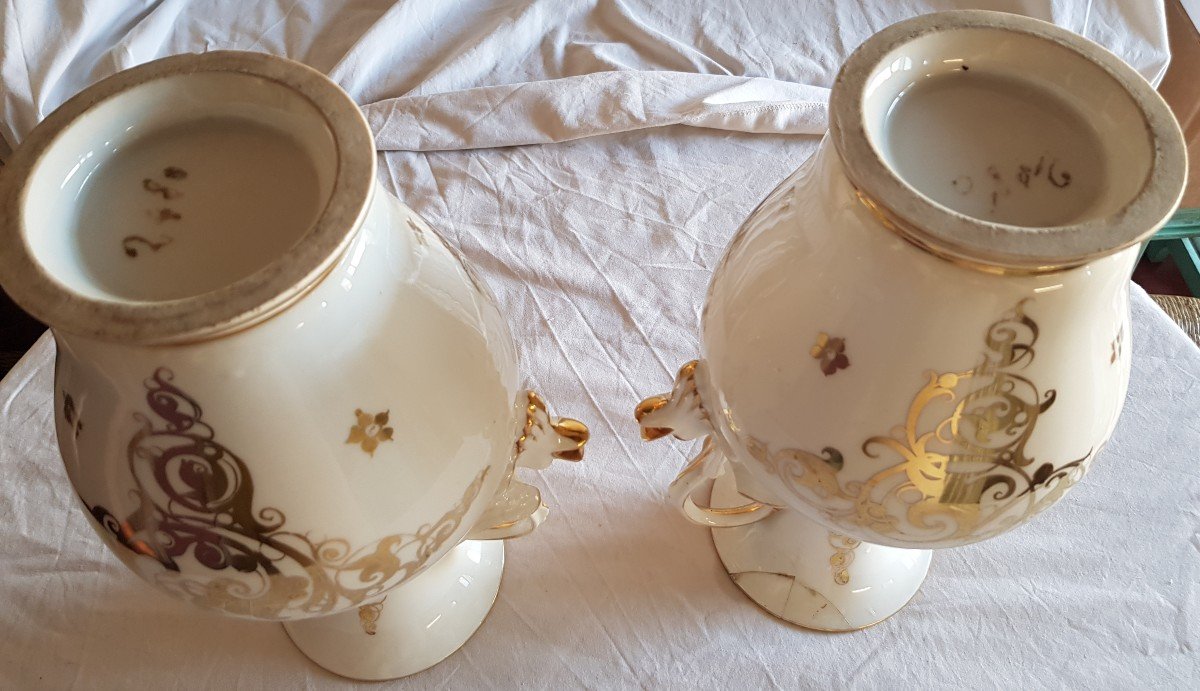 Paire De Vases Louis Philippe En Porcelaine  H 32 Cm-photo-4