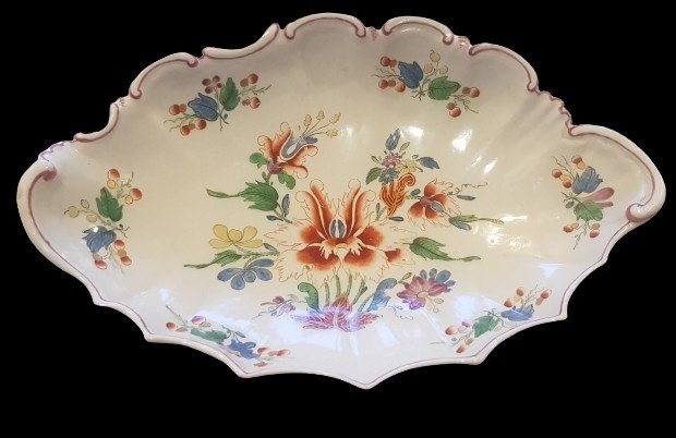 Pièce De Forme En Porcelaine Dure Ginori Doccia Fin XVIII S Décor Tulipano 25 X17 Cm-photo-2