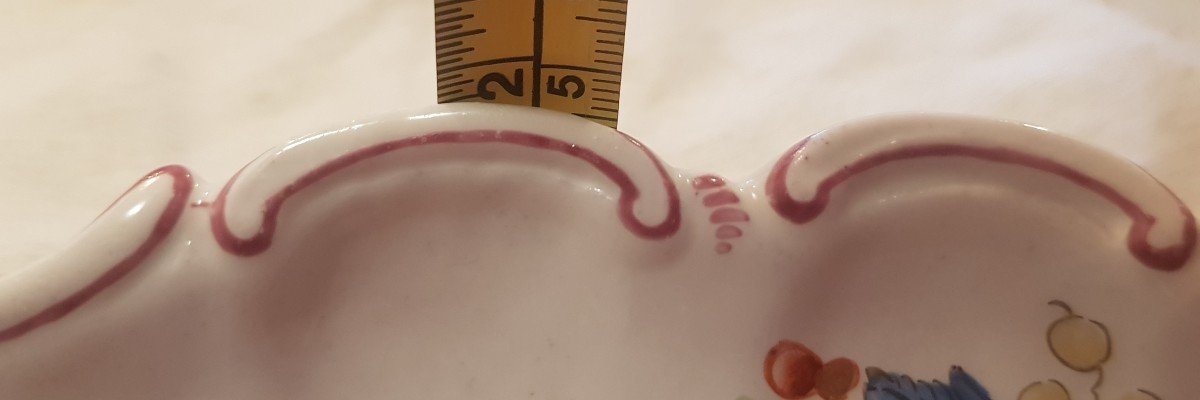 Pièce De Forme En Porcelaine Dure Ginori Doccia Fin XVIII S Décor Tulipano 25 X17 Cm-photo-3