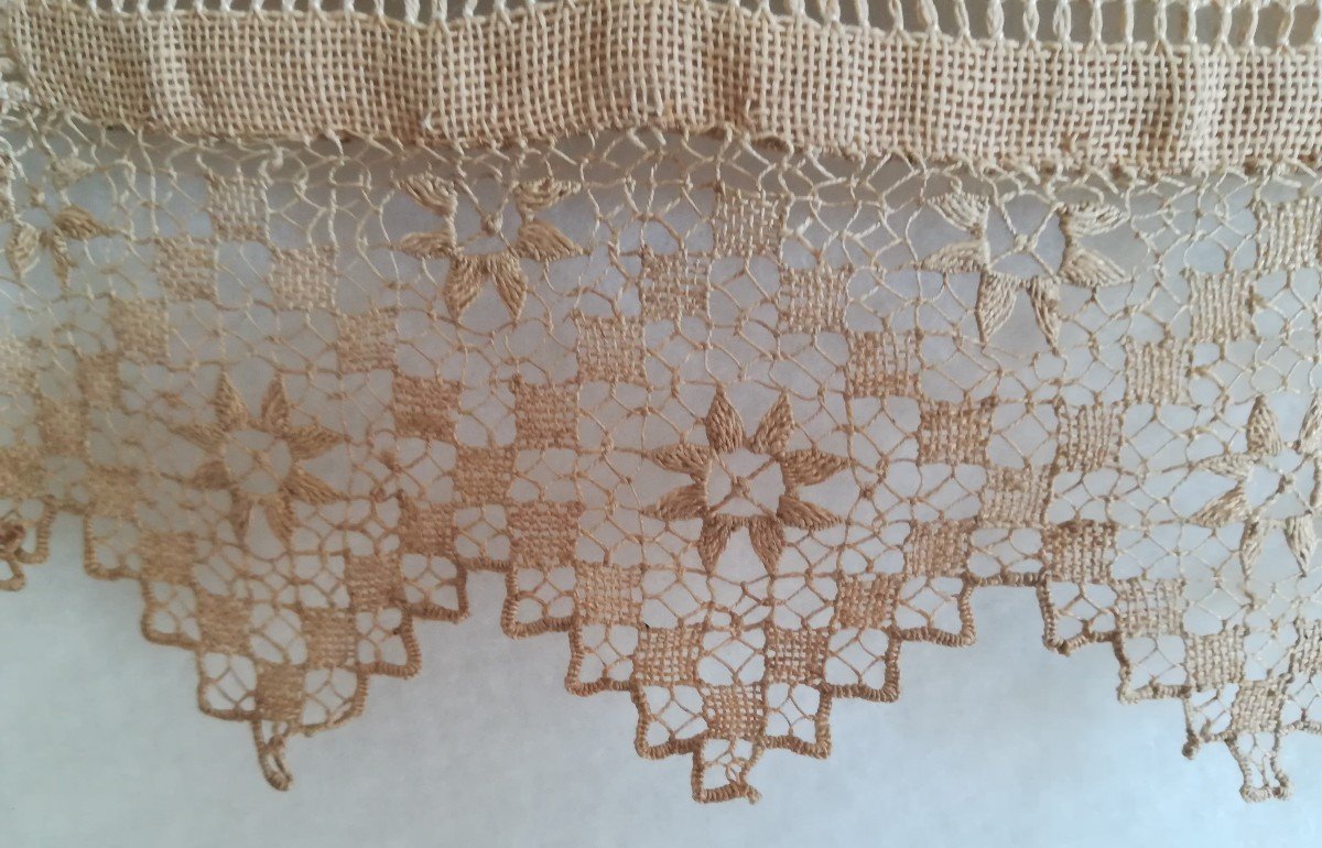  Bord Nappe d'Autel Broderie Et Dentelle anciennes 200x27 Cm-photo-5