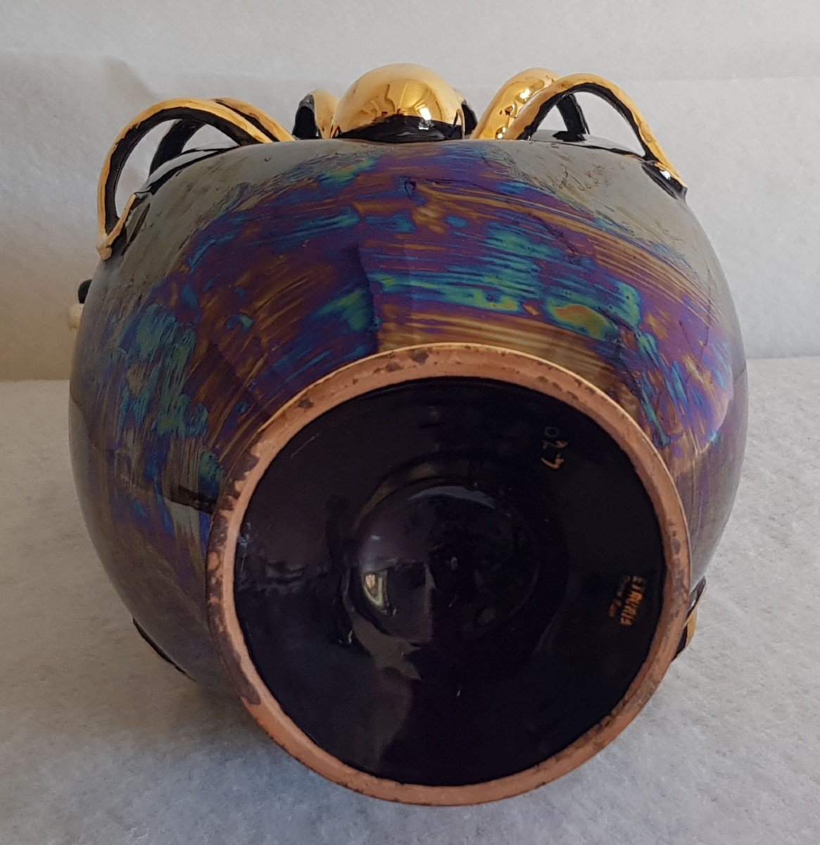 Grand Vase Faience Etruria XX S Années '50 Ancre, Octopus Et Autres Symbole Marins H 34 Cm-photo-6