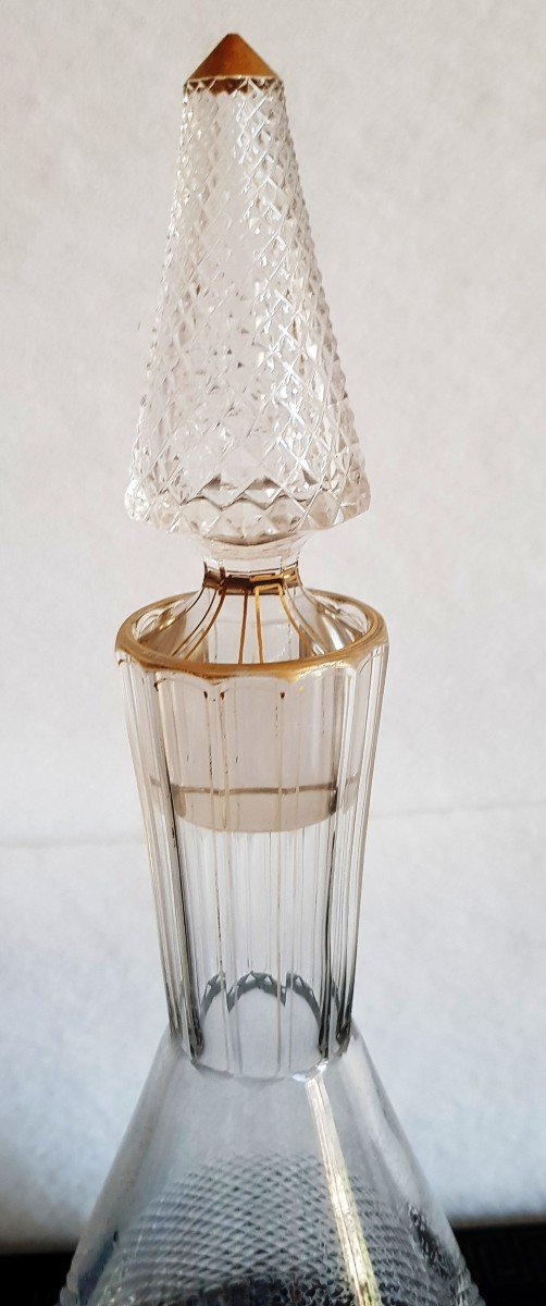 Paire De Carafes Bouteilles Decanter En Cristal Taillé  Bohème  Fin XIX S-photo-4