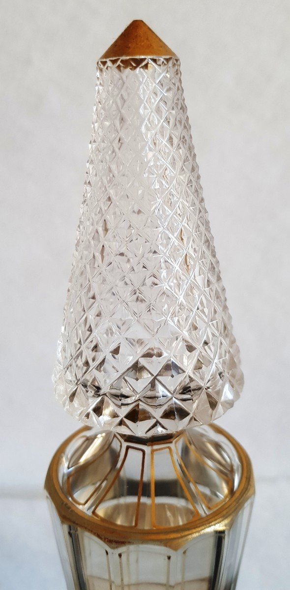 Coppia di bottiglie decanter in cristallo di Boemia molato, fine del XIX secolo-photo-1