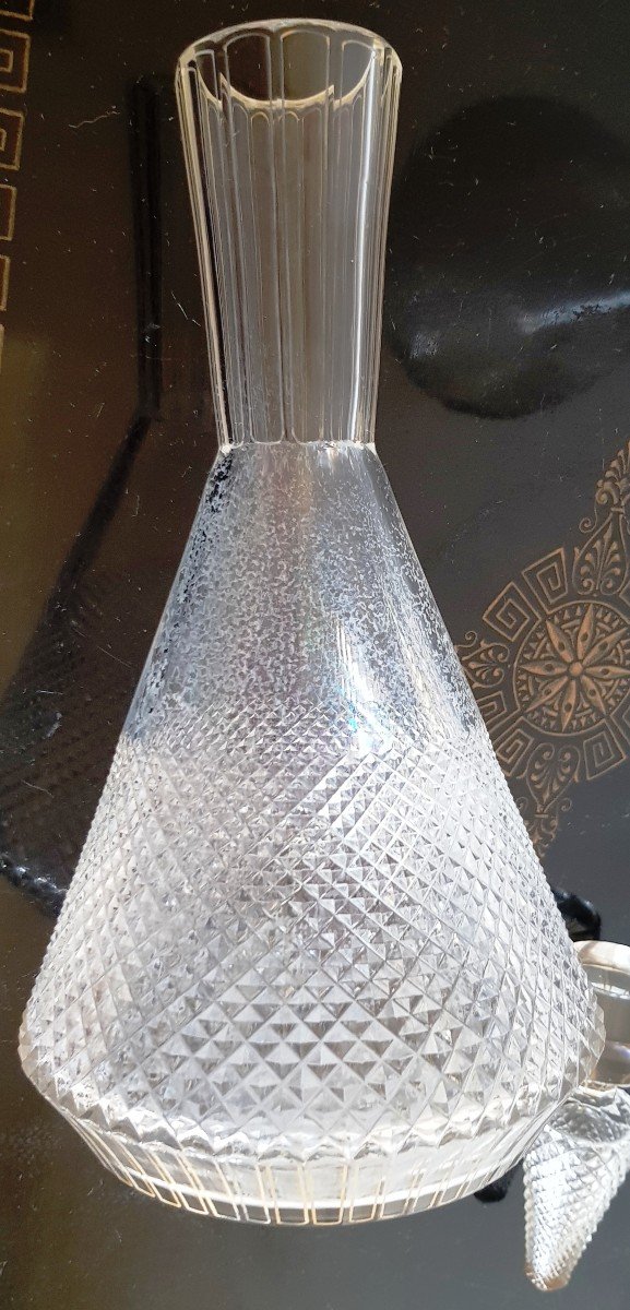 Coppia di bottiglie decanter in cristallo di Boemia molato, fine del XIX secolo-photo-6