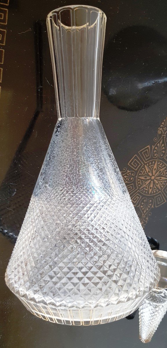 Paire De Carafes Bouteilles Decanter En Cristal Taillé  Bohème  Fin XIX S-photo-6