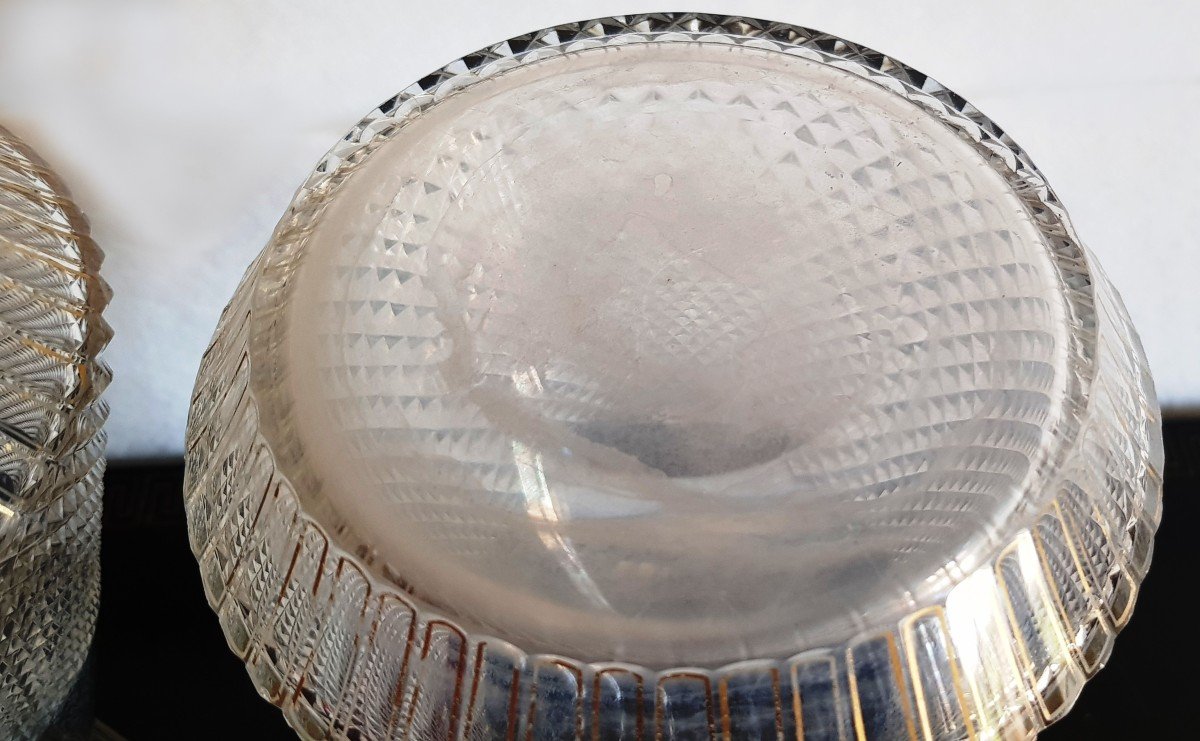 Coppia di bottiglie decanter in cristallo di Boemia molato, fine del XIX secolo-photo-7