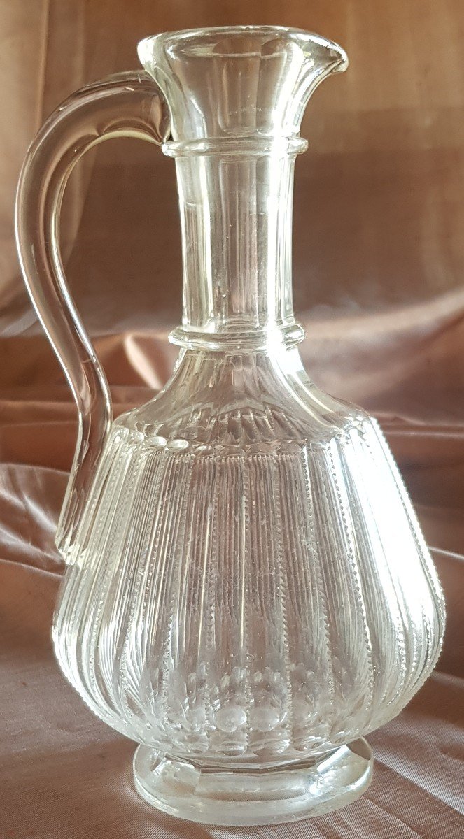 Pichet Carafe En  Cristal De Bohème Taillé XIX S H 22 Cm-photo-3