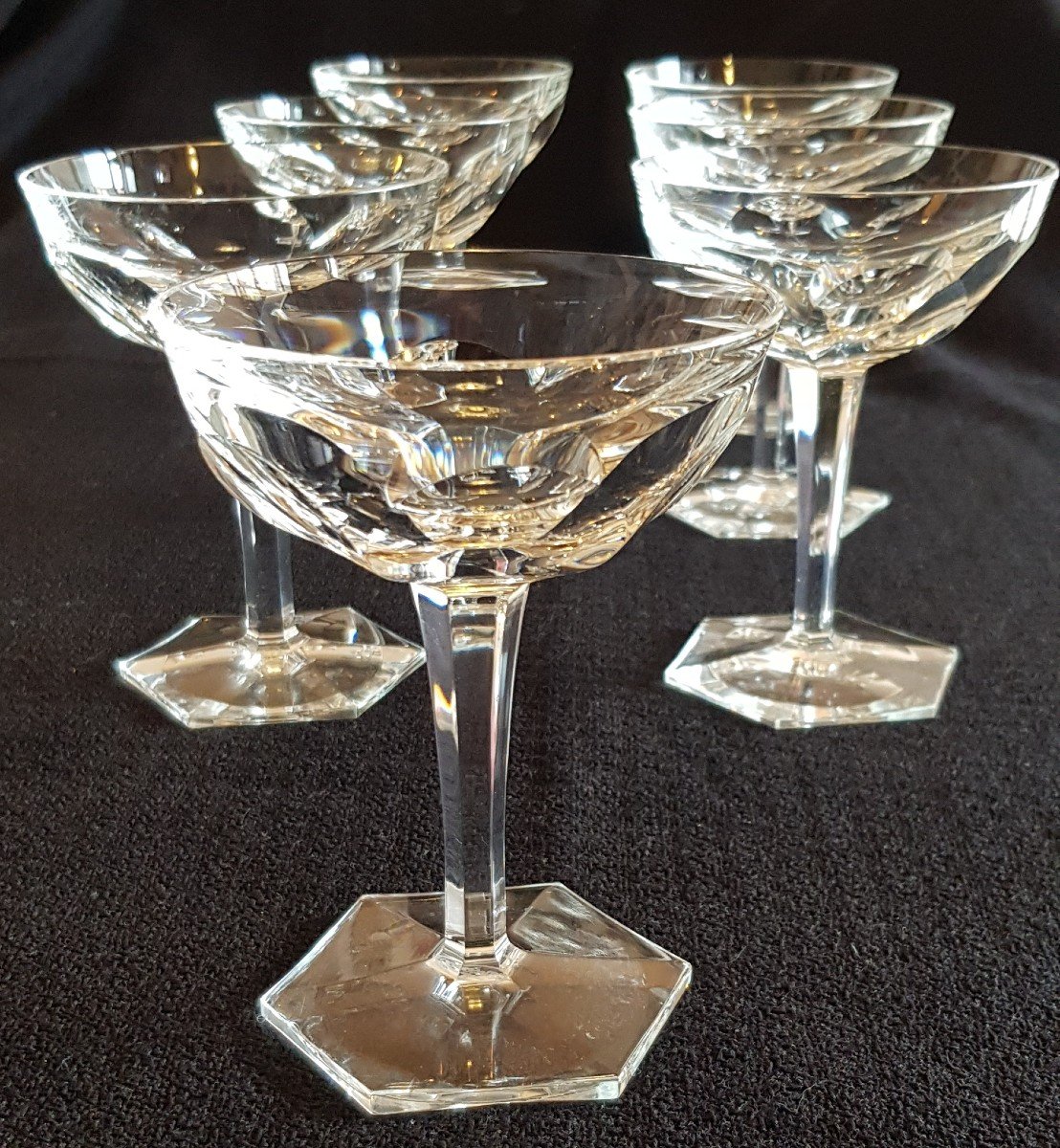 Serie  7 Coupes à Champagne Cristal Moser H 13 Cm 