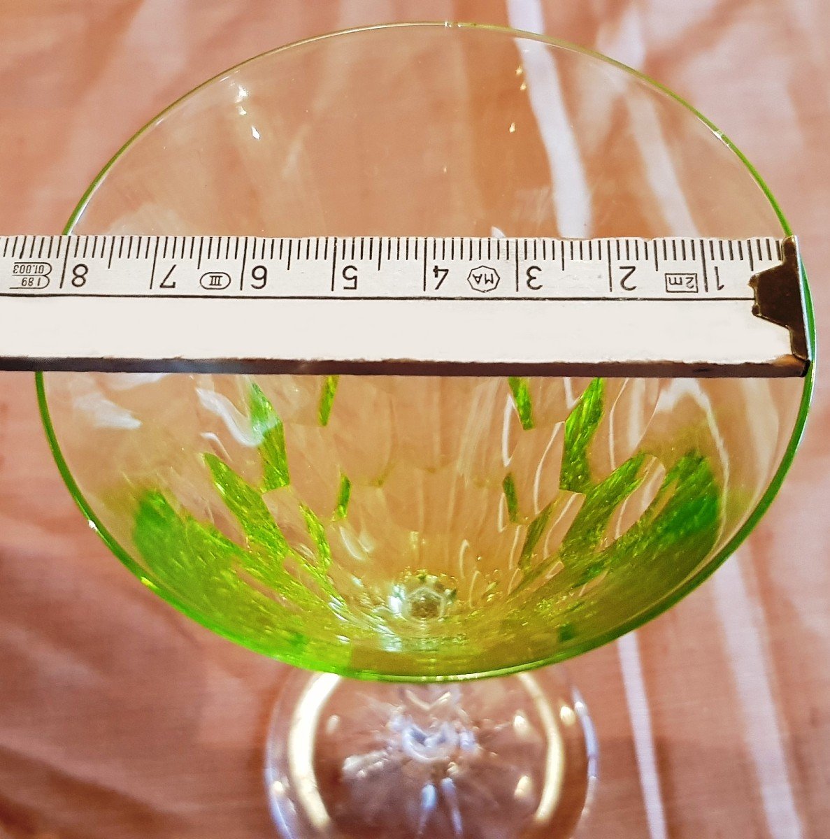Serie De 6 Verres à Eau Orrefors Gate  Cristal Taillé Vert Uraline  H 18,5 Cm (5)-photo-1