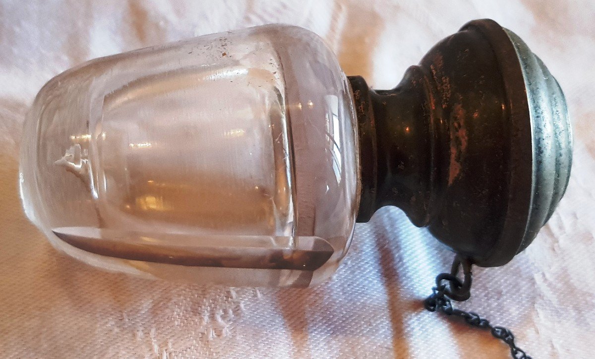 Lotto di due brocche da vino spagnole catalane antiche in cristallo Pourou o Porron-photo-2