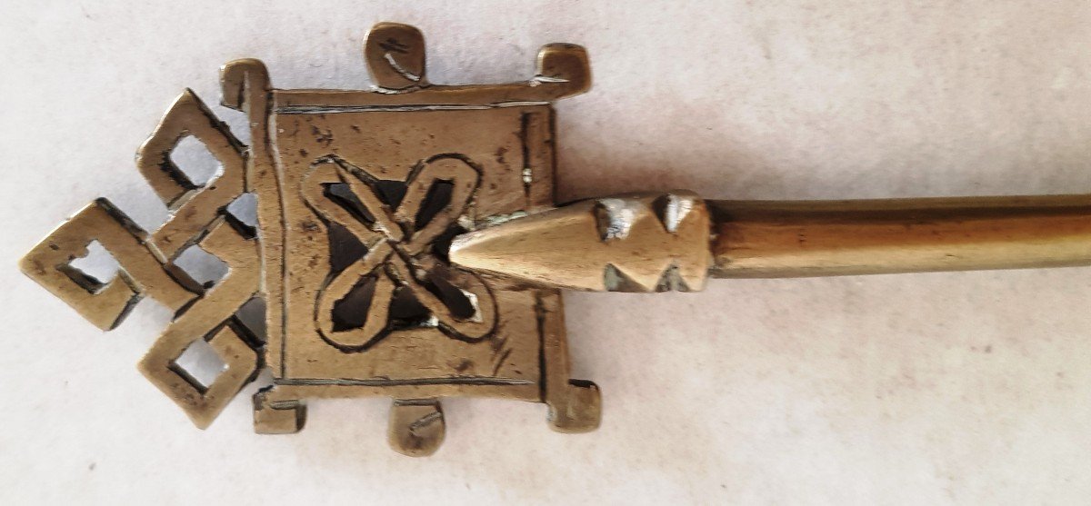 Ancienne Croix pour la bénédiction Copte éthiopienne en bronze-photo-3