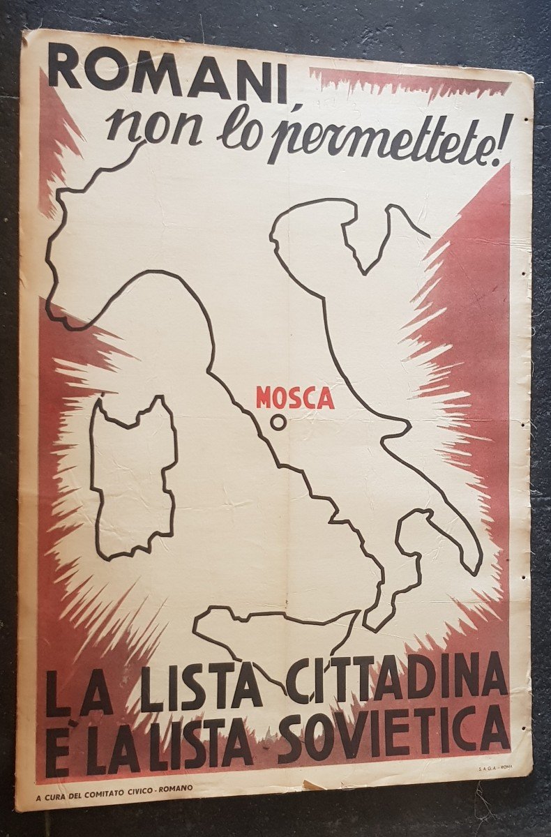 Deux Affiches Propagande électorale Anticomuniste Italie élection mai 1952