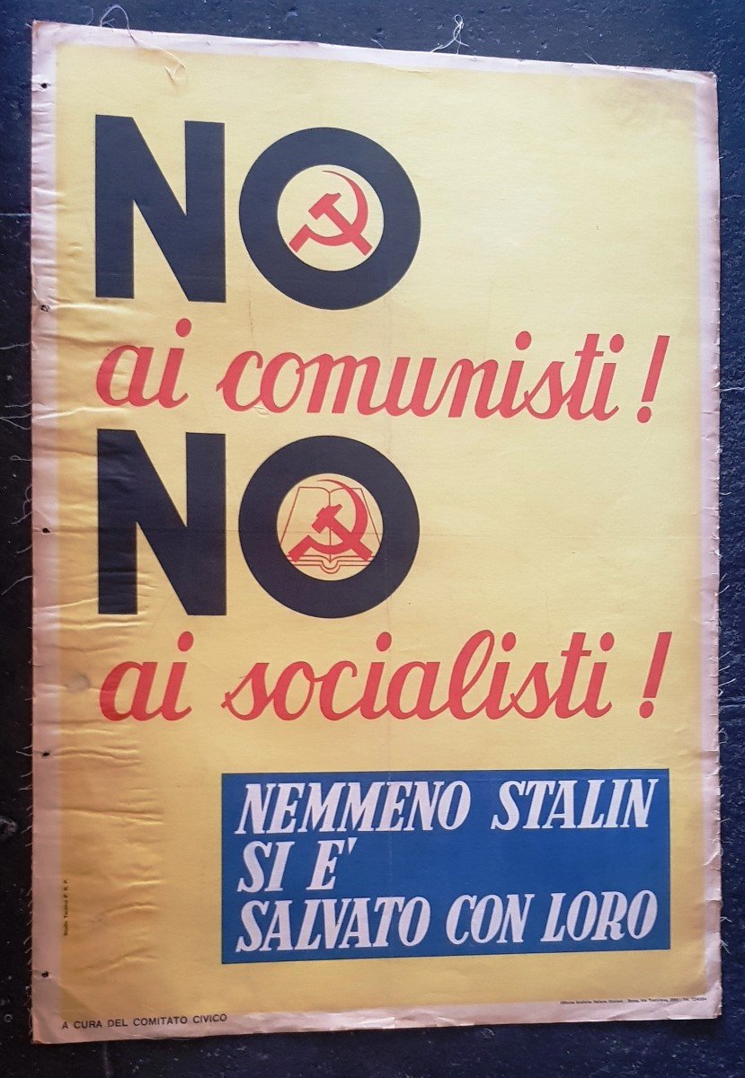 2 Affiches 70x96 Cm Propagande électorale Comités Civiques Italie Années 1950-photo-2