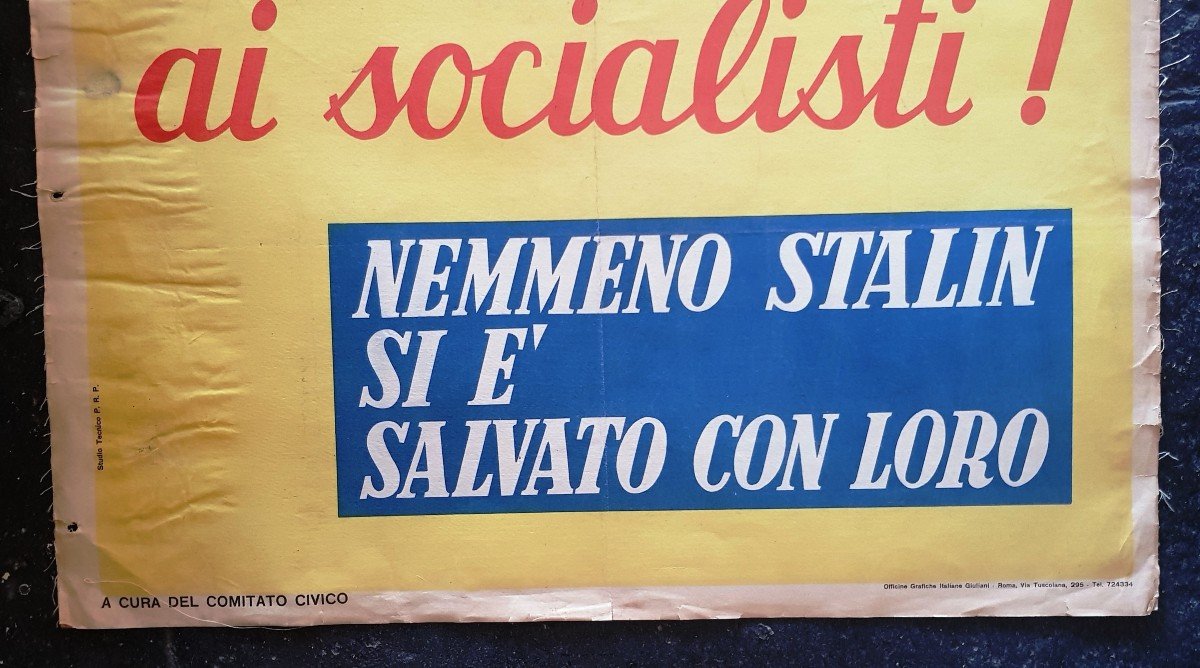 2 Affiches 70x96 Cm Propagande électorale Comités Civiques Italie Années 1950-photo-3