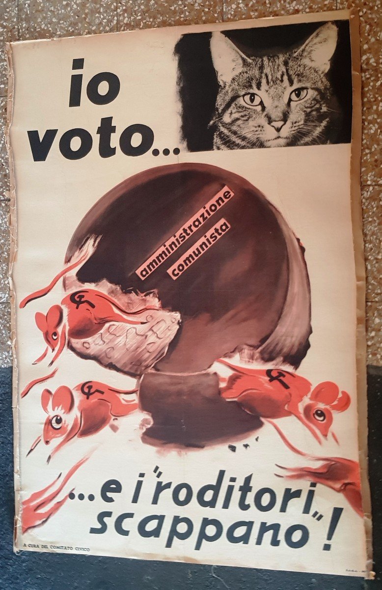 2 Affiches 70x96 Cm Spes Italie Propagande électorale 18 Avril 1948-photo-2