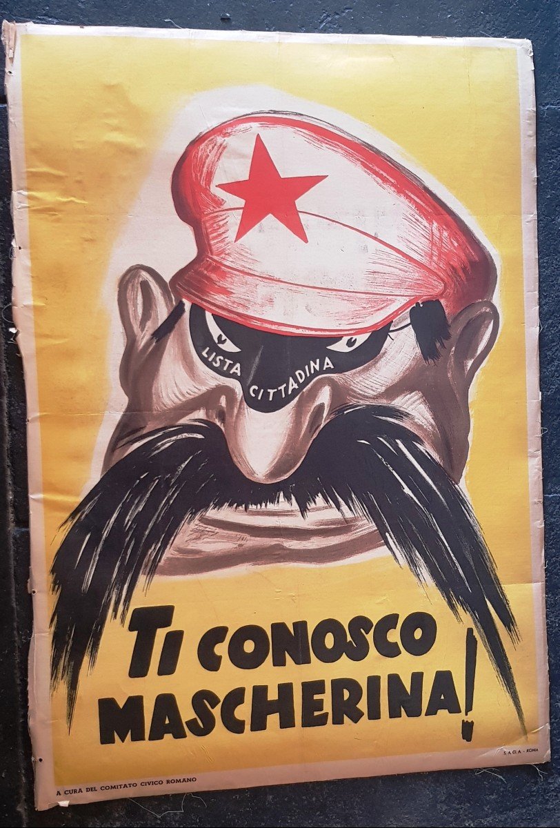 2 Affiches De Propagande électorale Anticommuniste De l'Italie Des Années 1950-photo-2