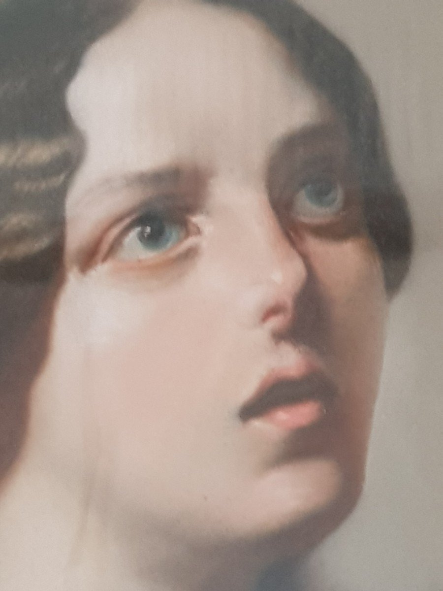  Tableau Pastel Marie Madeleine Signé Eug. Lemonnier 1859 Cm 55x67-photo-2