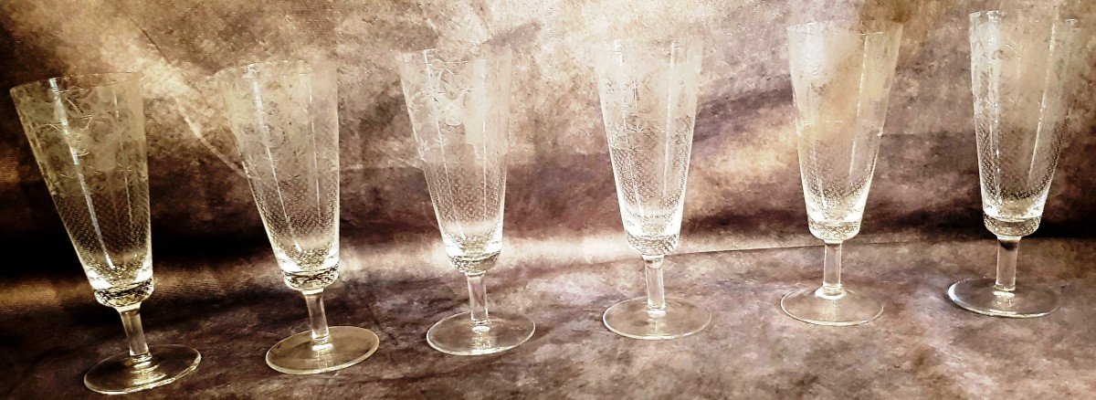 Lot De 6 Flutes à Champagne Cristal Rosenthal Design Ron Winblad