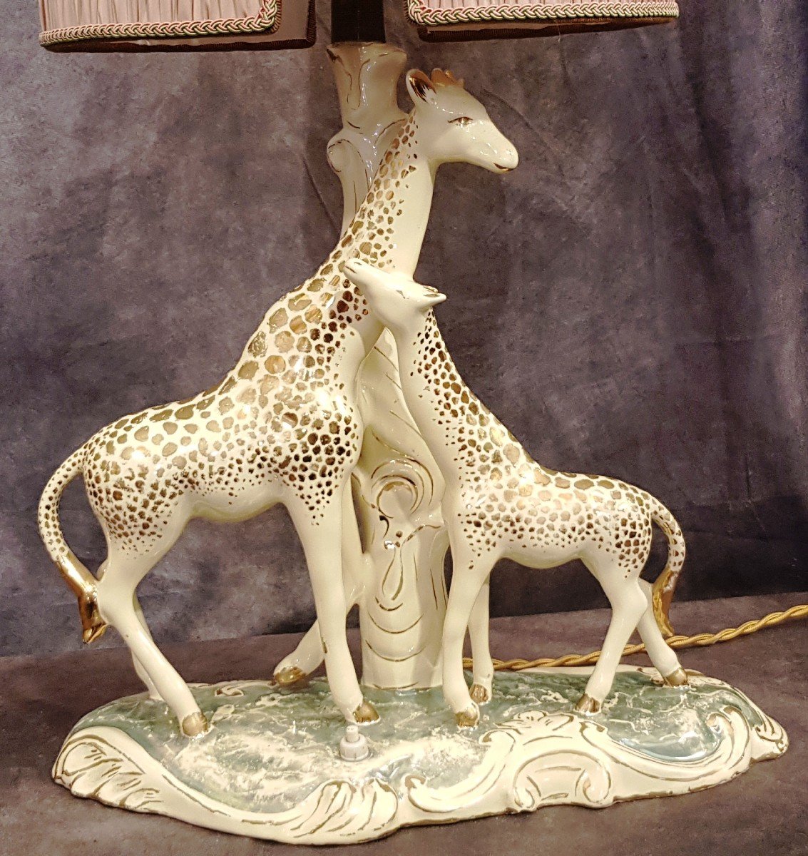 Abat-jour lampe de table Animalier Girafes En Faience Sica H 62 Cm-photo-2