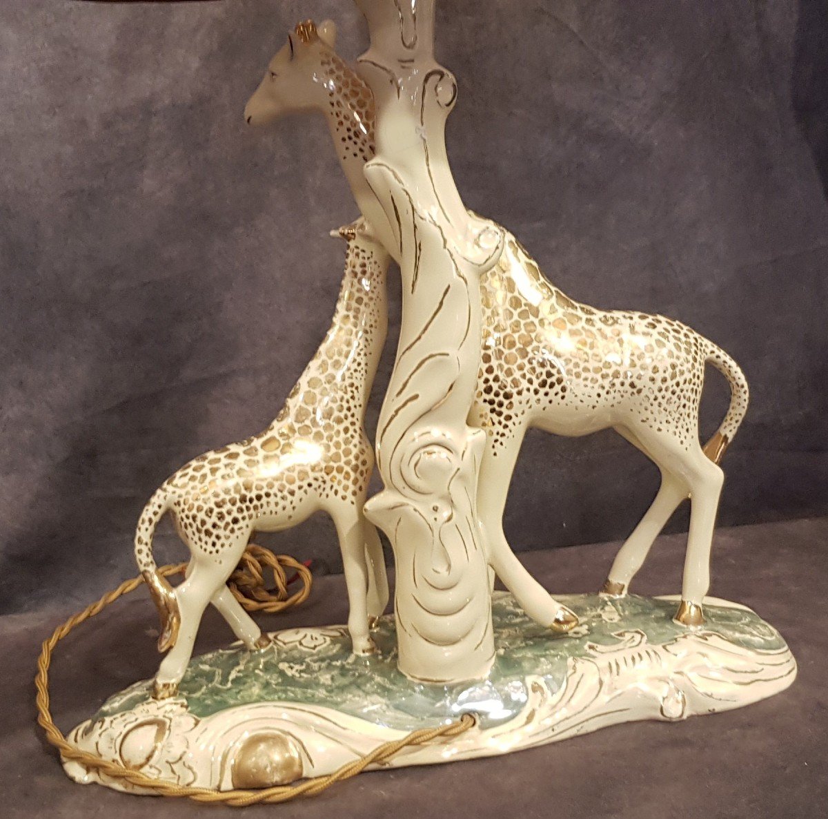 Abat-jour lampe de table Animalier Girafes En Faience Sica H 62 Cm-photo-3