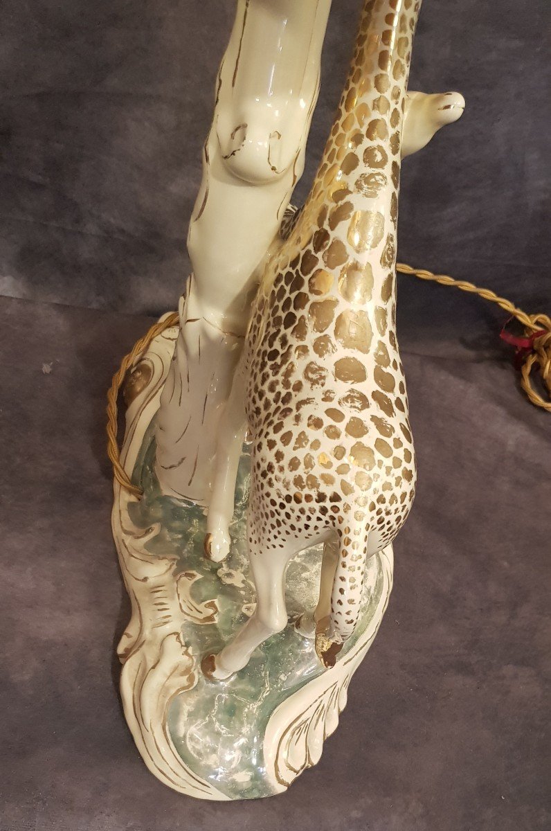 Abat-jour lampe de table Animalier Girafes En Faience Sica H 62 Cm-photo-1