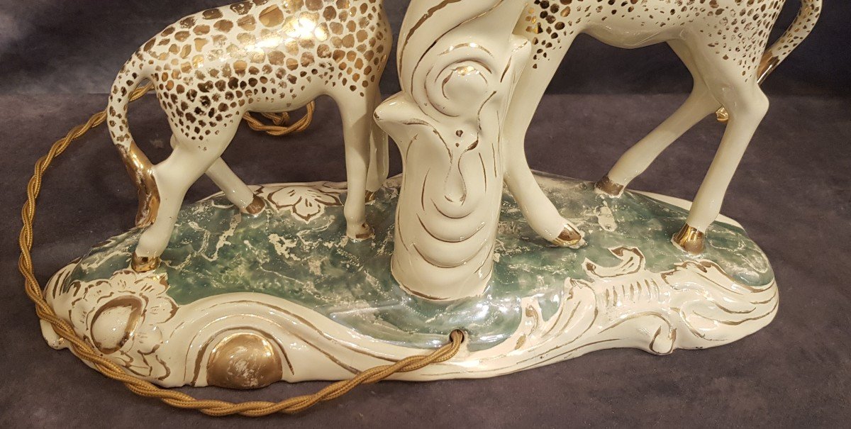 Abat-jour lampe de table Animalier Girafes En Faience Sica H 62 Cm-photo-2