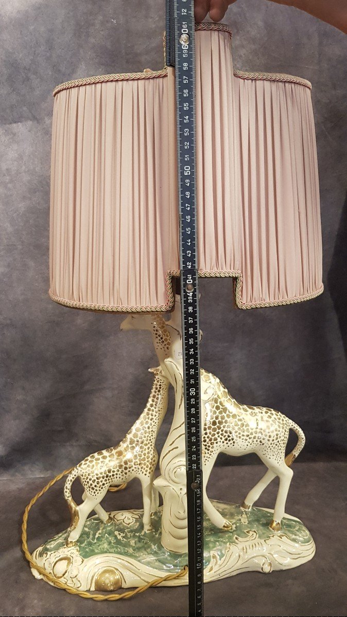 Abat-jour lampe de table Animalier Girafes En Faience Sica H 62 Cm-photo-4