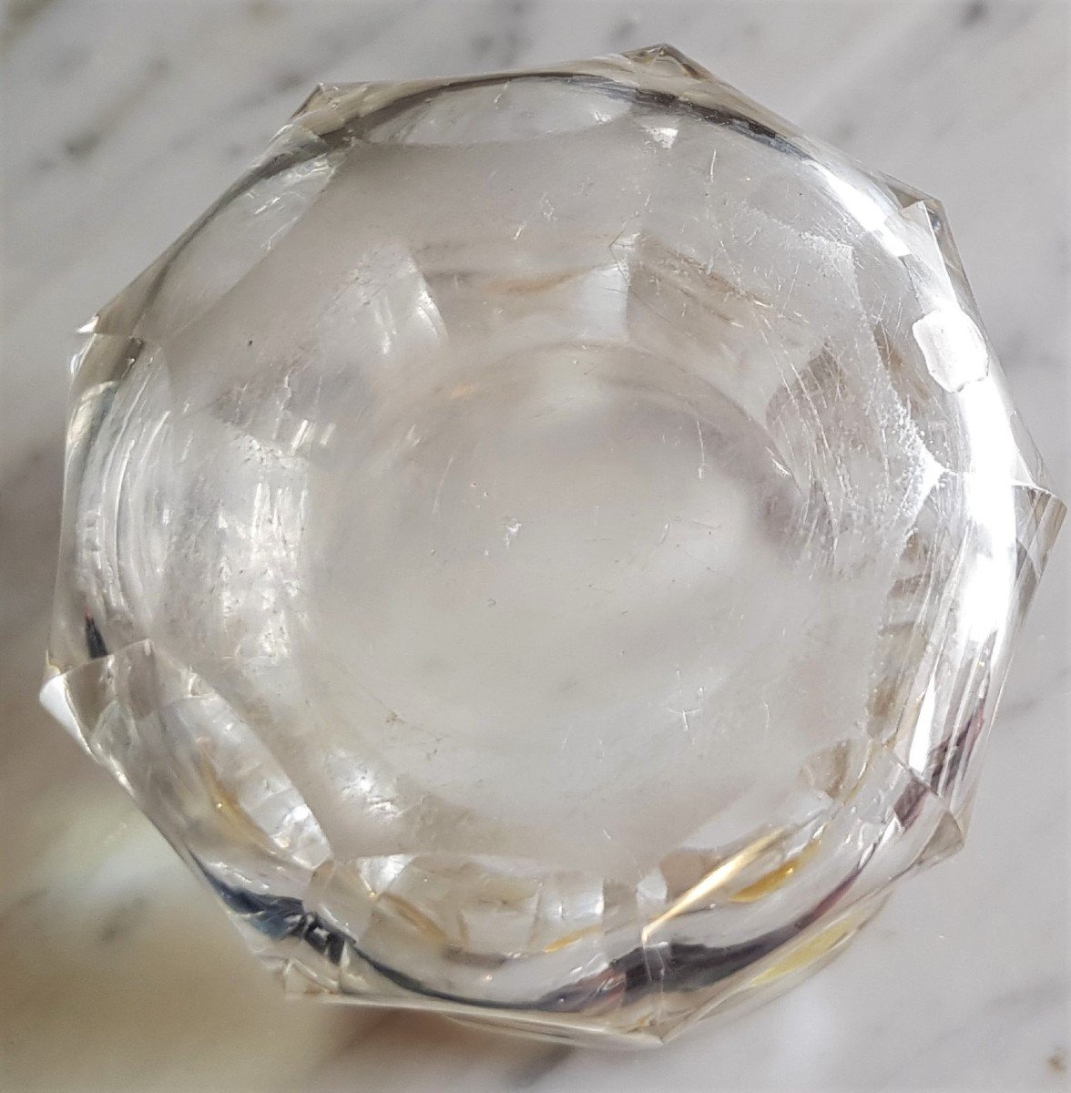 Verre Ancien Cristal De Bohème Biedermeier Taillé Et Gravé Couronne Marquis Monogramme Cds-photo-2