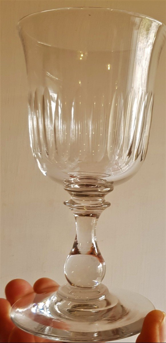 Suite 6 Verres Anciens XIX S En Cristal Taillé H 16 Cm-photo-2