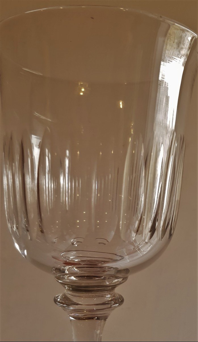 Suite 6 Verres Anciens XIX S En Cristal Taillé H 16 Cm-photo-3