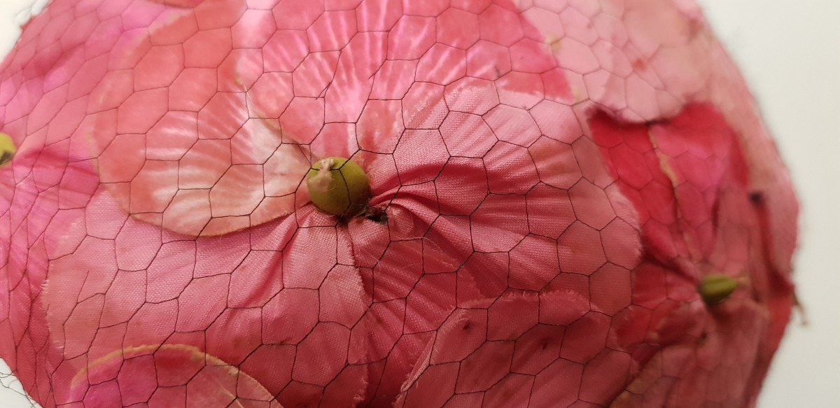 Chapeau Coiffe Toque Avec Fleurs Et Voilette Modiste Italienne  Première Moitié XX S-photo-4