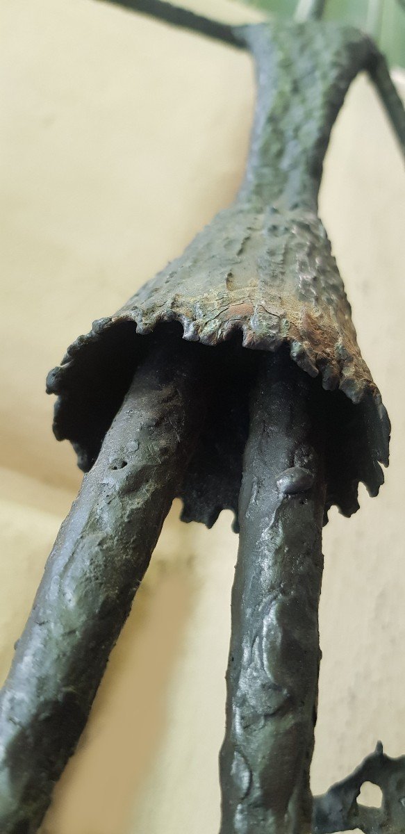 Opera scultorea brutalista in ferro, firmata L M-photo-5