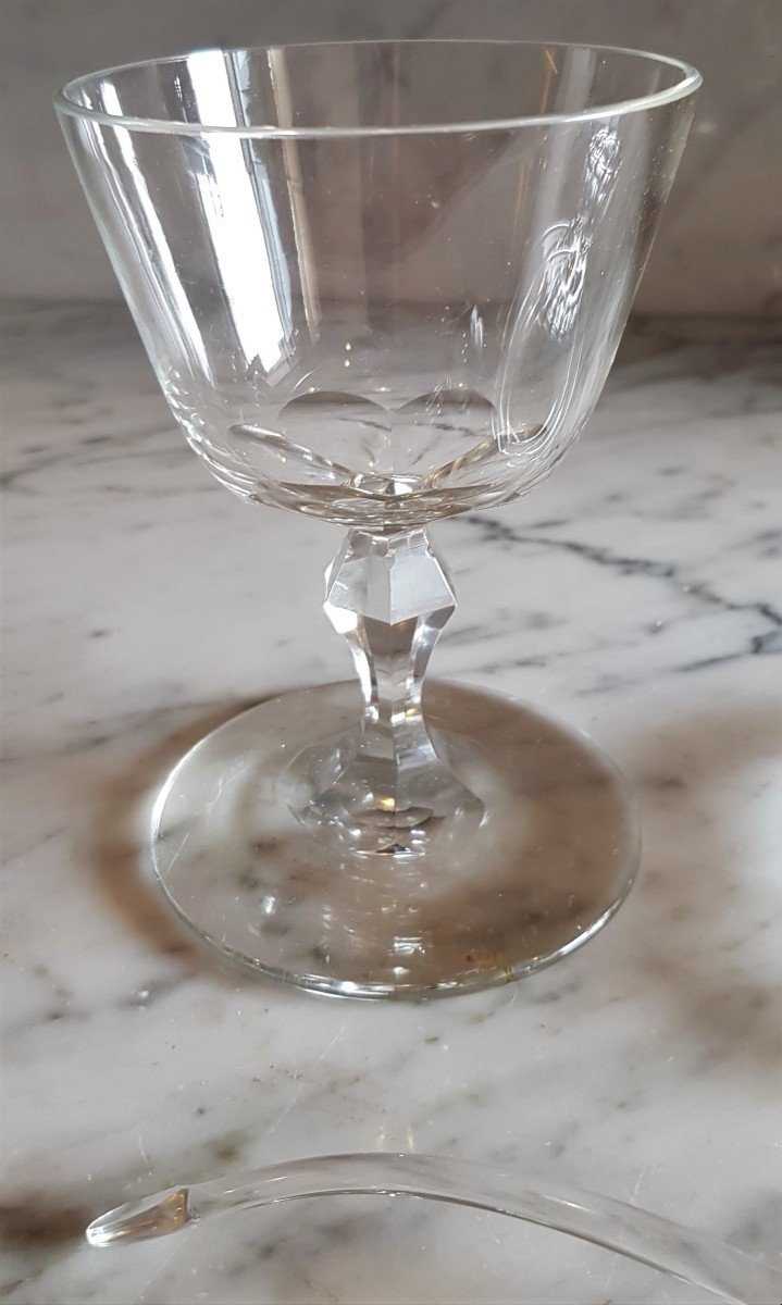 Petite Potiche Ancienne Avec Cuillère En Cristal Taillé H 21 Cm-photo-5