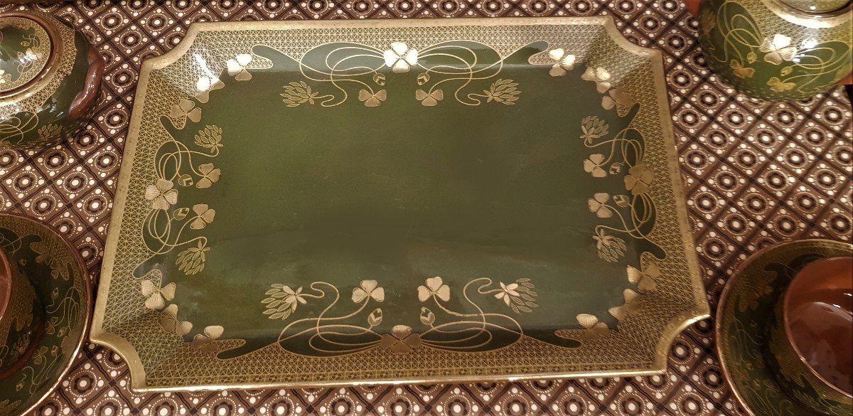 Service à Café Tete-a-tete Art Nouveau Faience Sarreguemines-photo-4