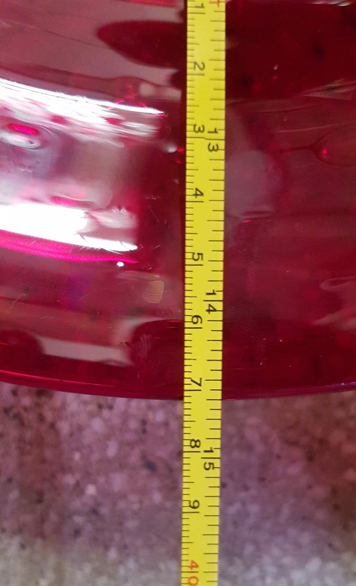  Grande Assiette Murano Verre Soufflé Rouge Rubis 37 Cm Diamètre-photo-6