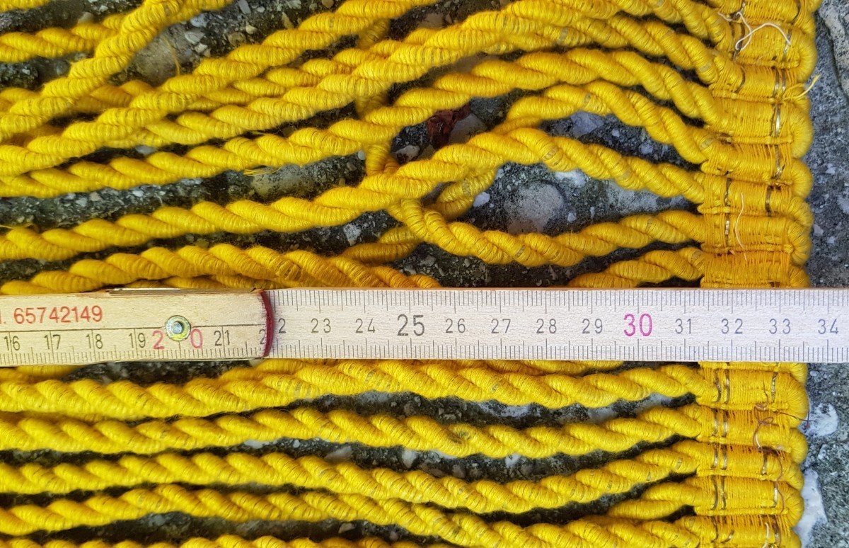 Lot Environ 5 Mètres Passementerie Ancienne Coton Franges Moulinées Jaunes Or Longues 33,5 Cm-photo-3