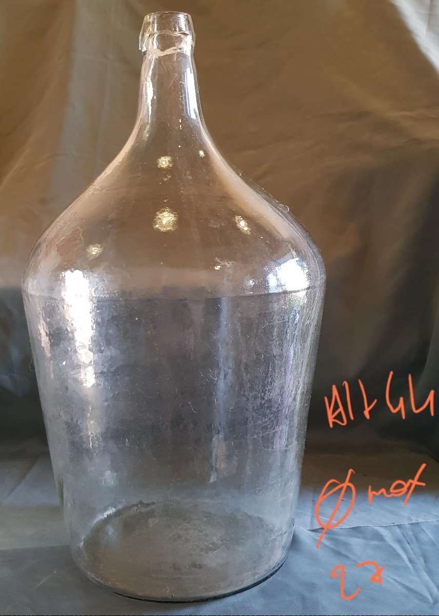 Insieme di 5 grandi bottiglioni antichi '800 vetro soffiato-photo-7